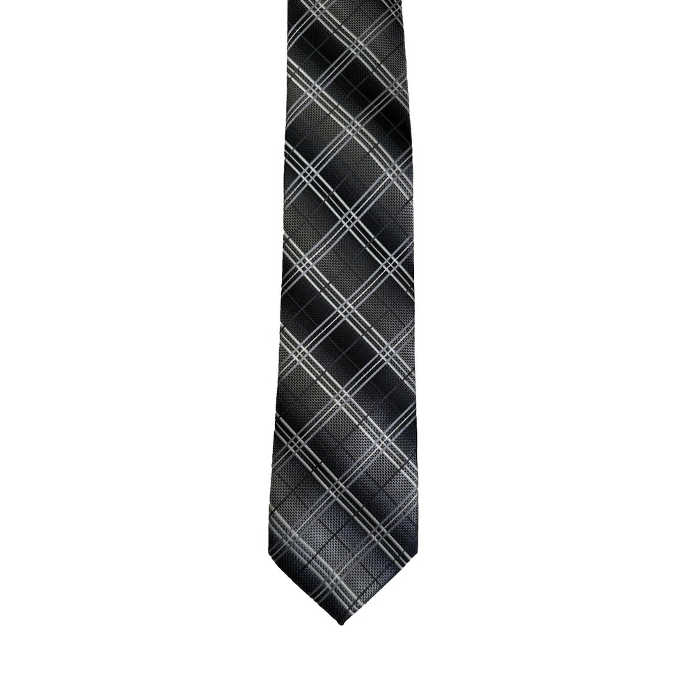 Bergamo New‎ York Necktie Mens OS Black Plaid Excellent Woven Handmade Tie
